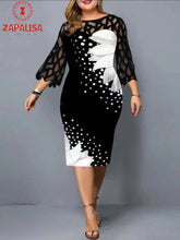 Plus Size Elegant Print Pencil Dress